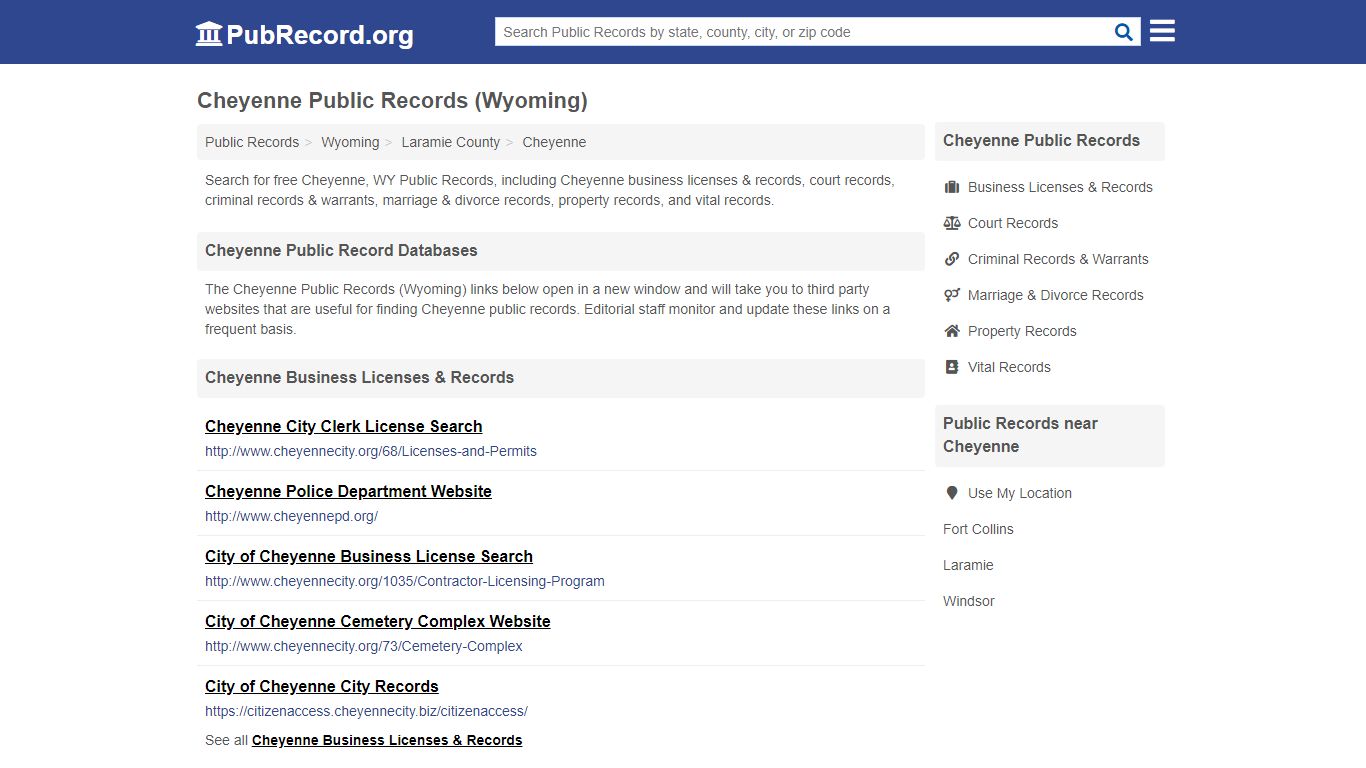 Free Cheyenne Public Records (Wyoming Public Records) - PubRecord.org