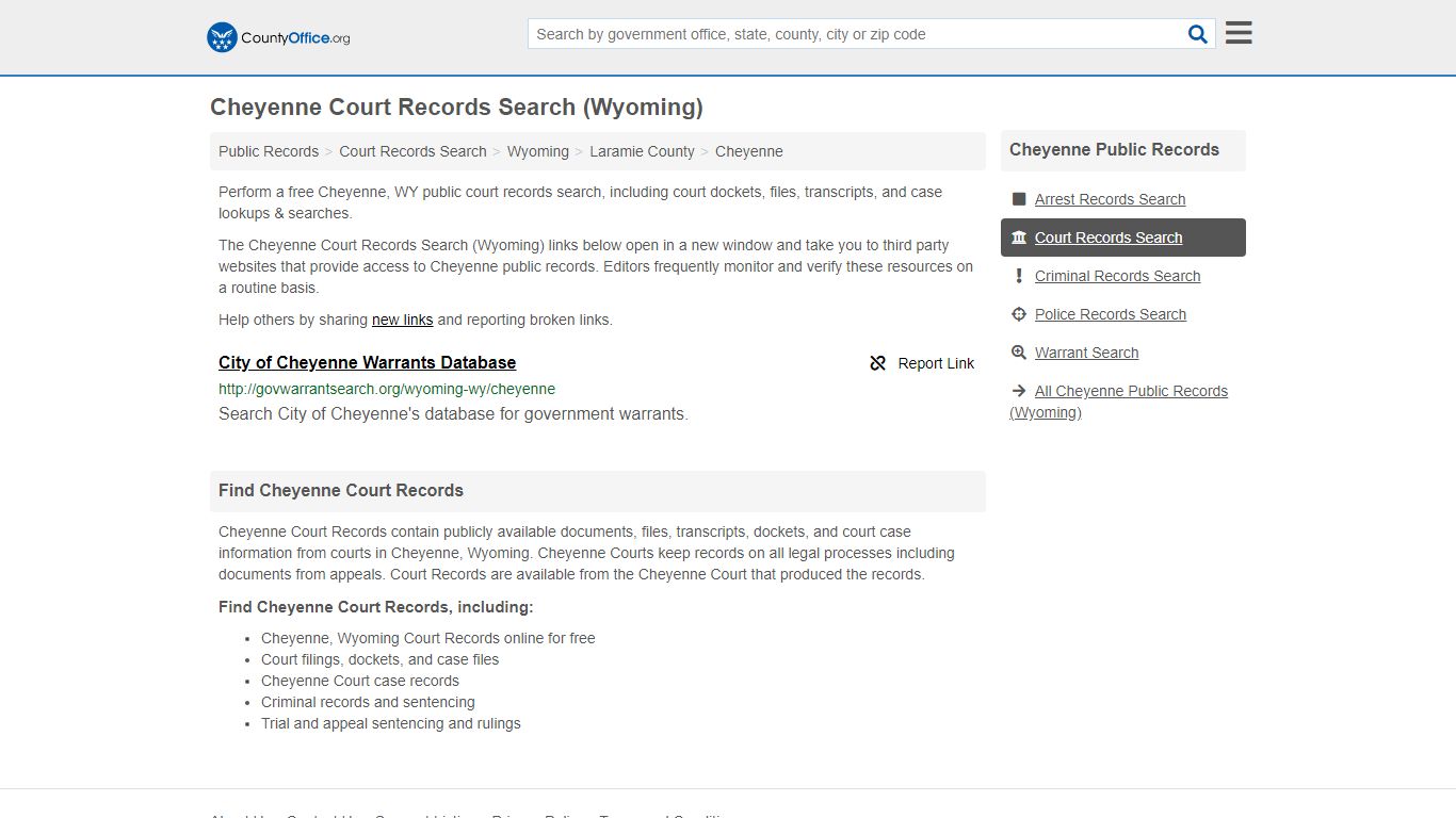 Cheyenne Court Records Search (Wyoming) - County Office